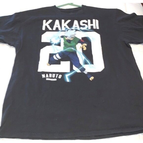 Naruto Shippuden Kakashi 20 Graphic T-Shirt Size L Black - Picture 1 of 7